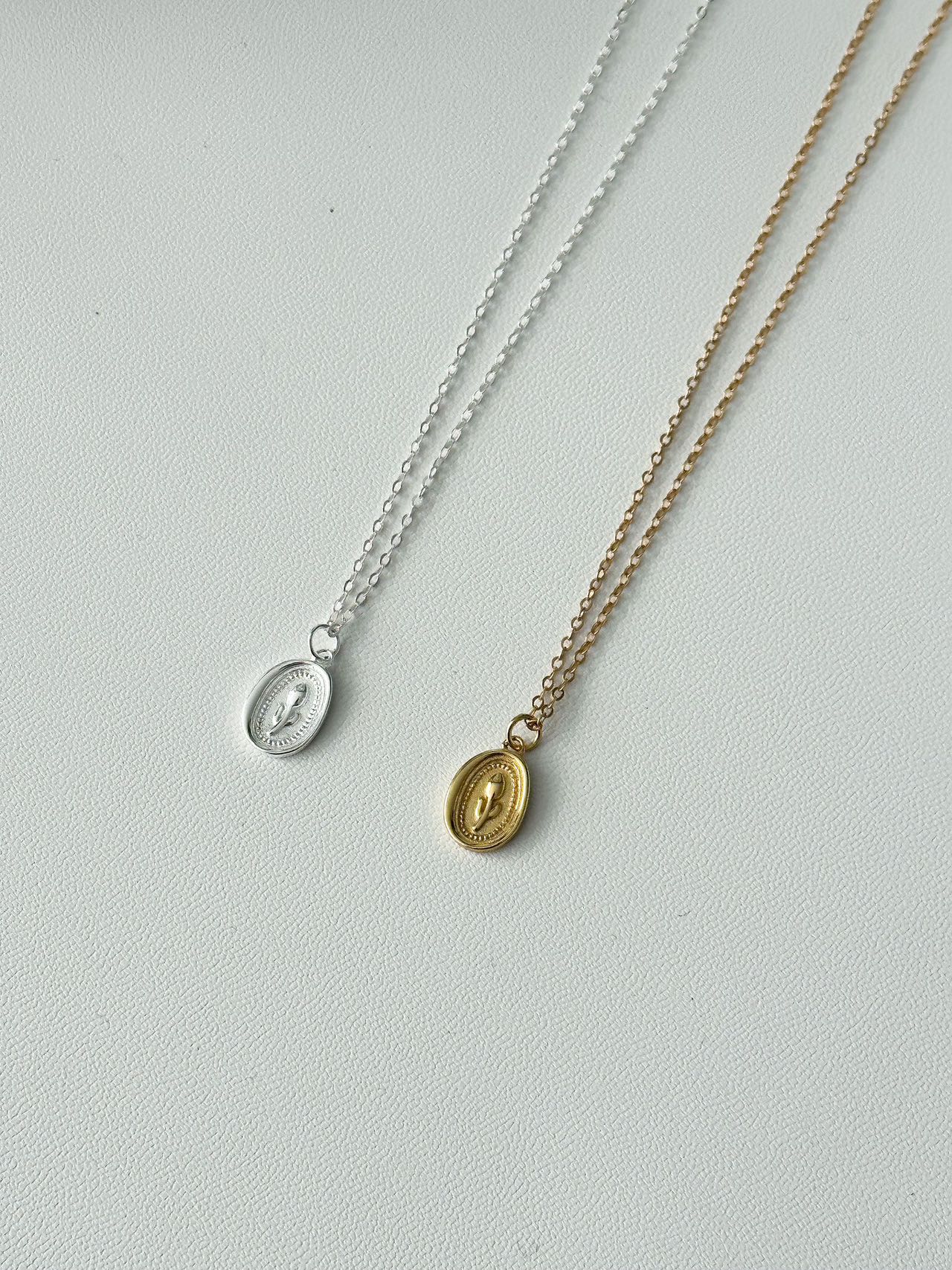 S925 Oval Vintage Rose Pendant Necklace