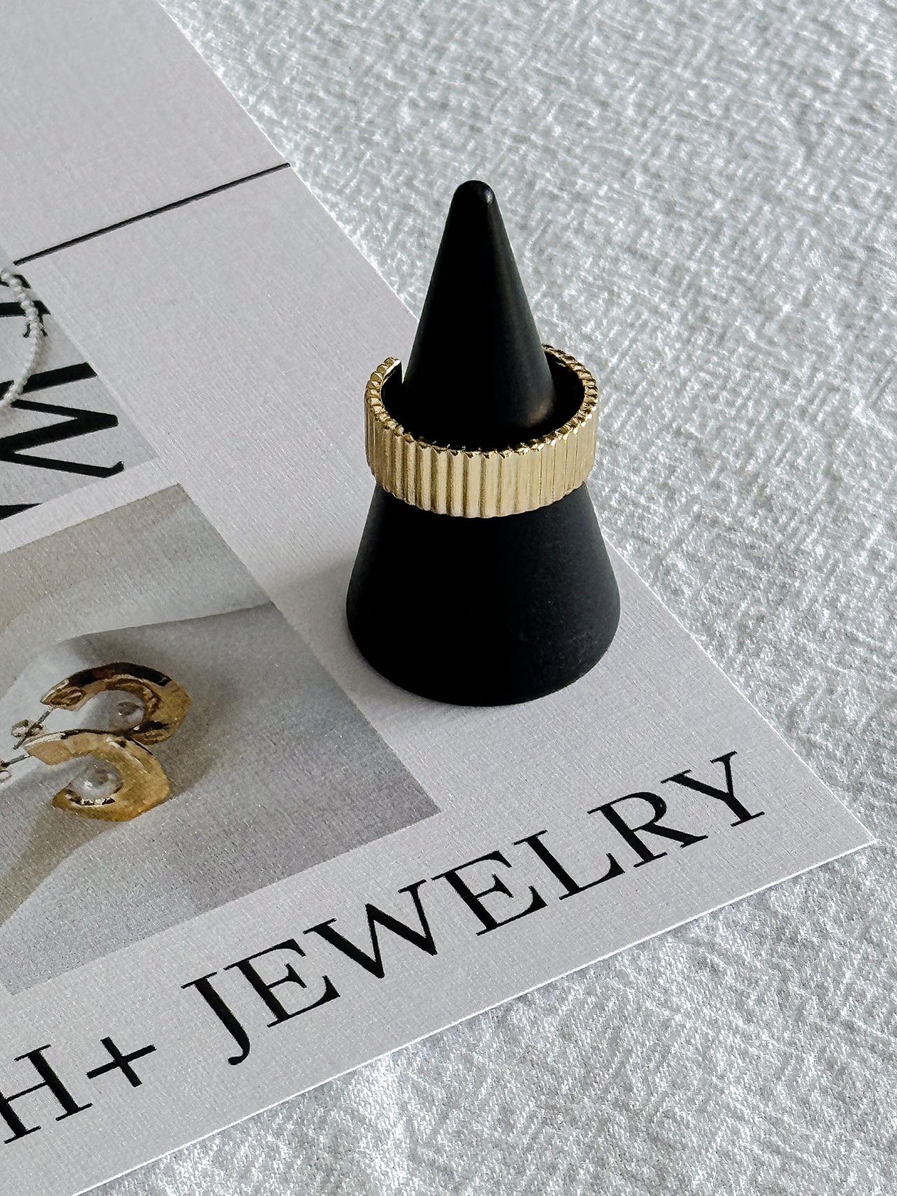 S925 Textured Thick Band Open Ring