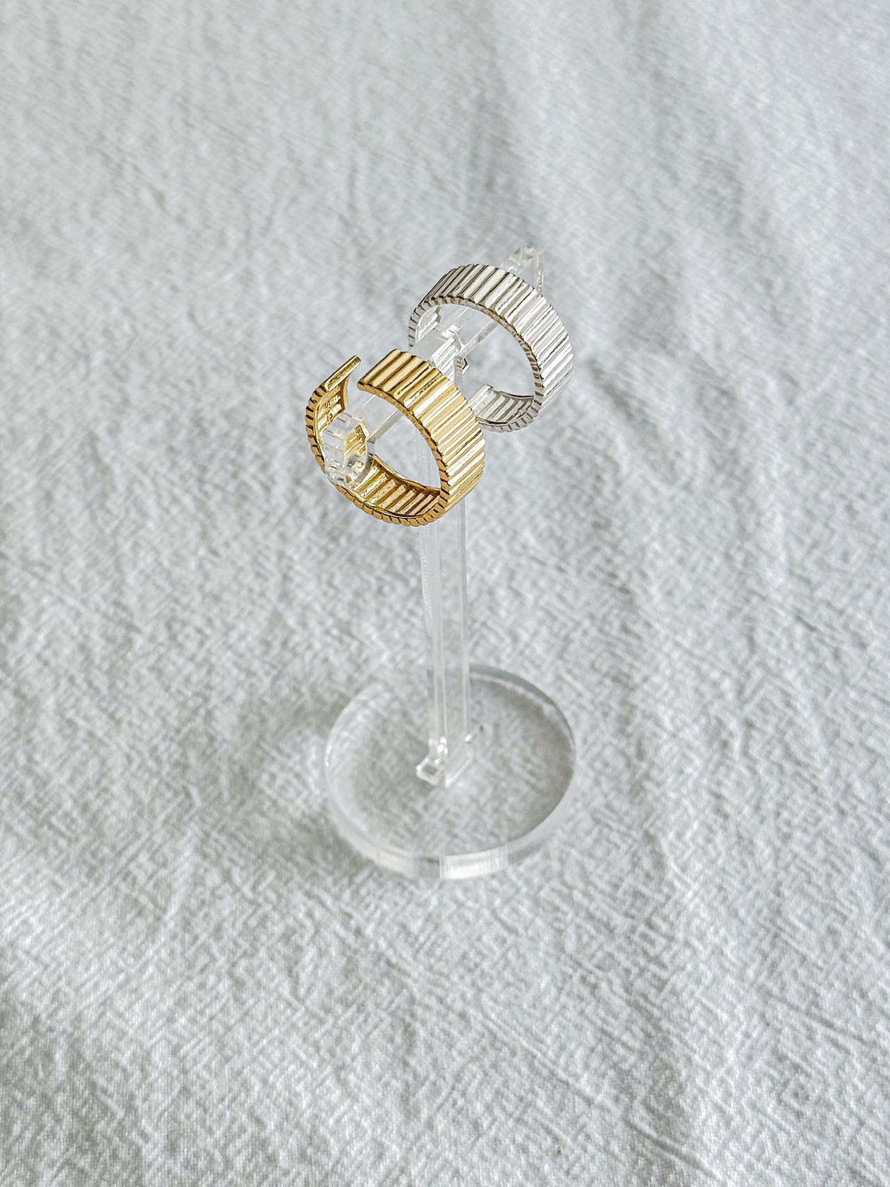 S925 Textured Thick Band Open Ring