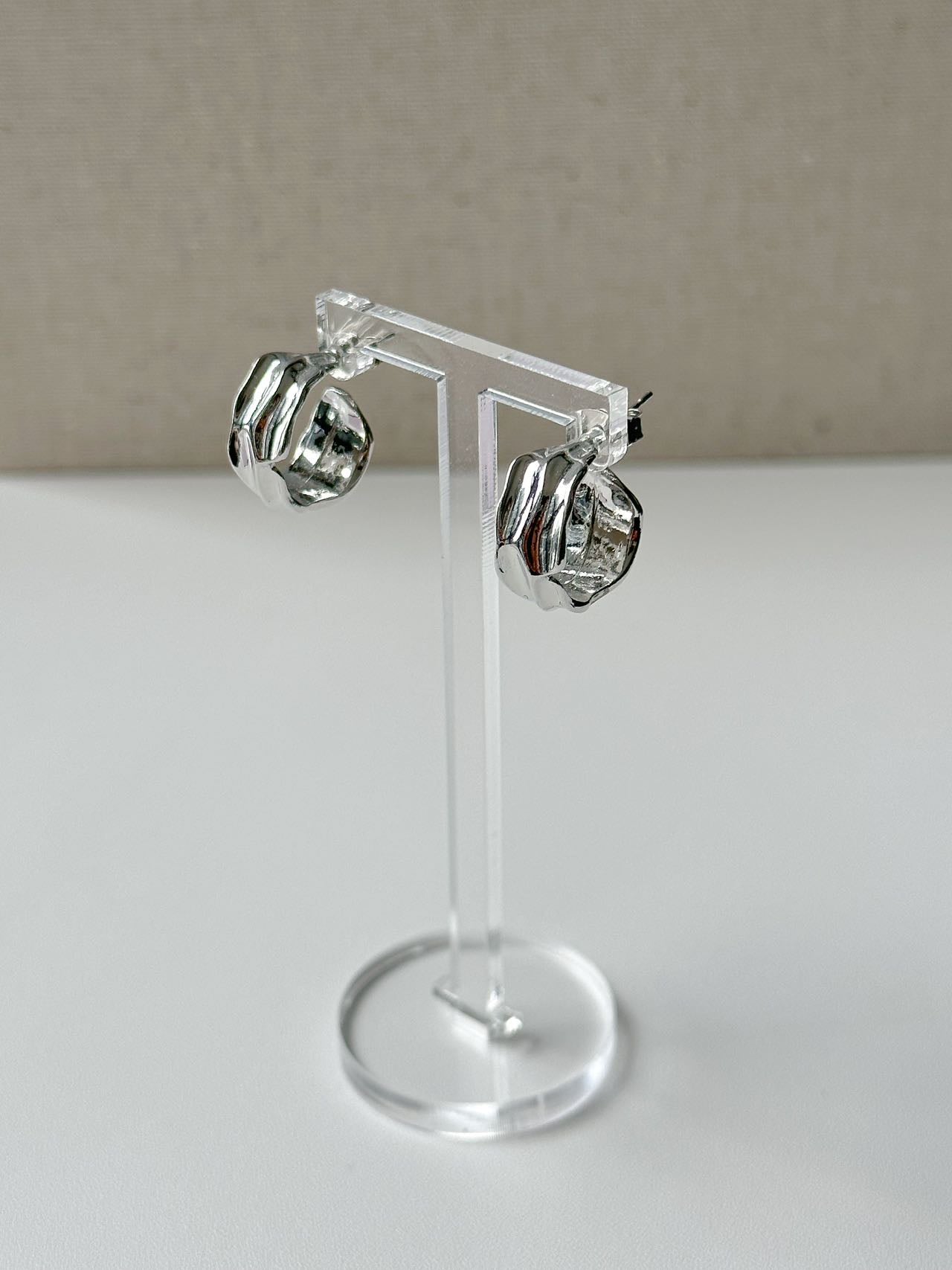 Wrinkle Textured Sterling Silver Huggies