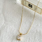 S925 Clear Rectangle Gem Gold Necklace