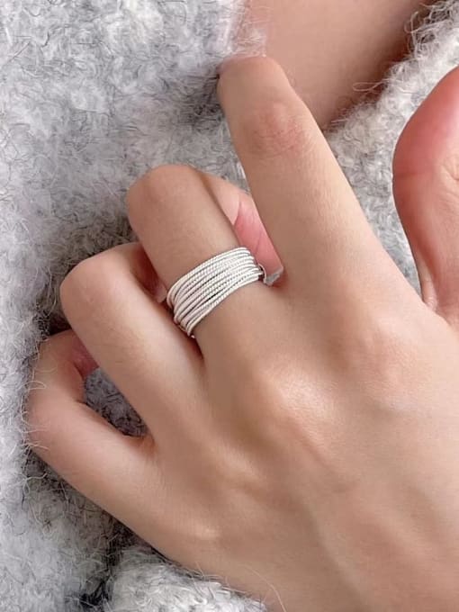 S925 Multiwire Wide Adjustable Silver Ring
