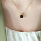Square Enamel Gem Gold Necklace