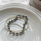 Layered Pearl Silver Bracelet Set | 3-in-1