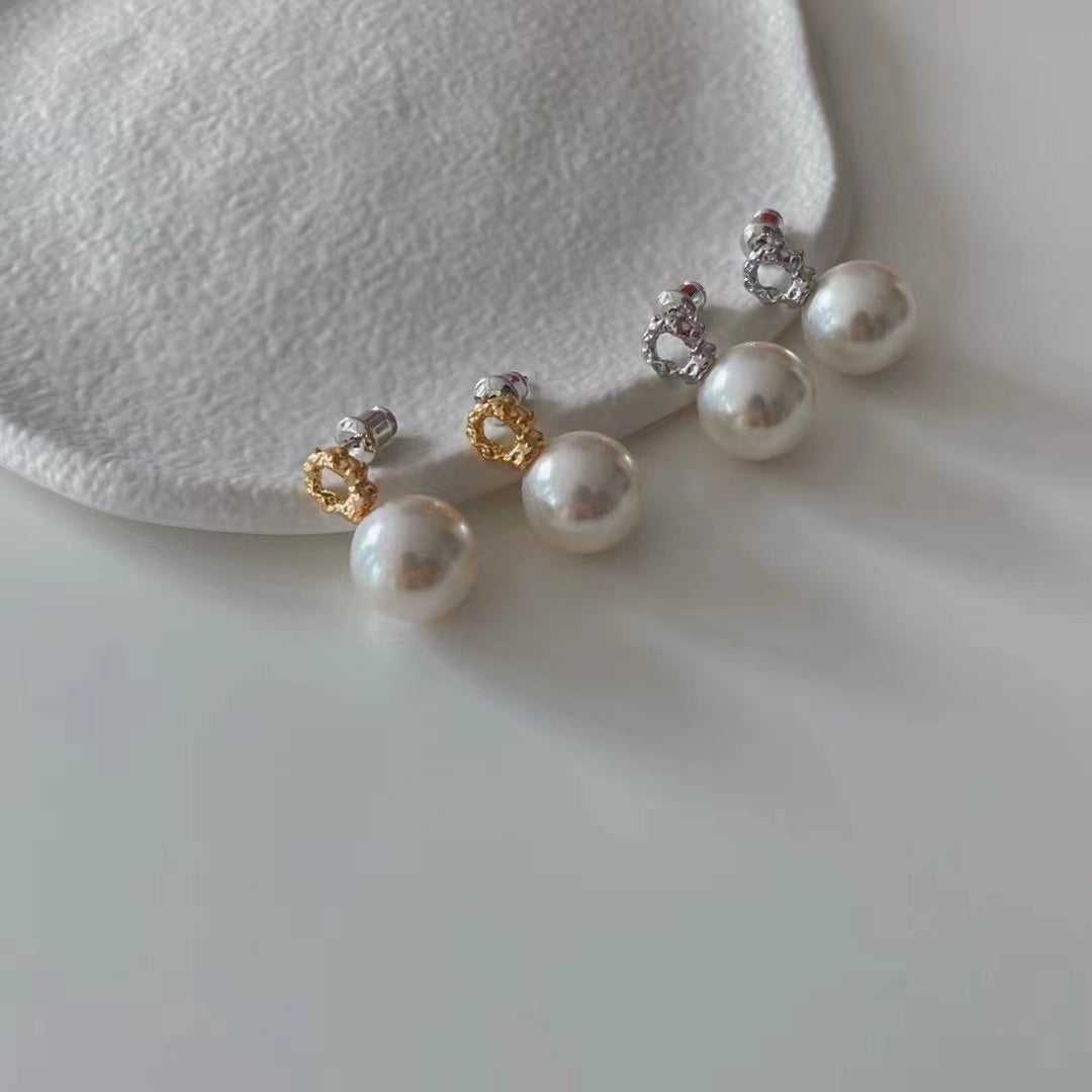 Modernist Large Pearl Stud Earring