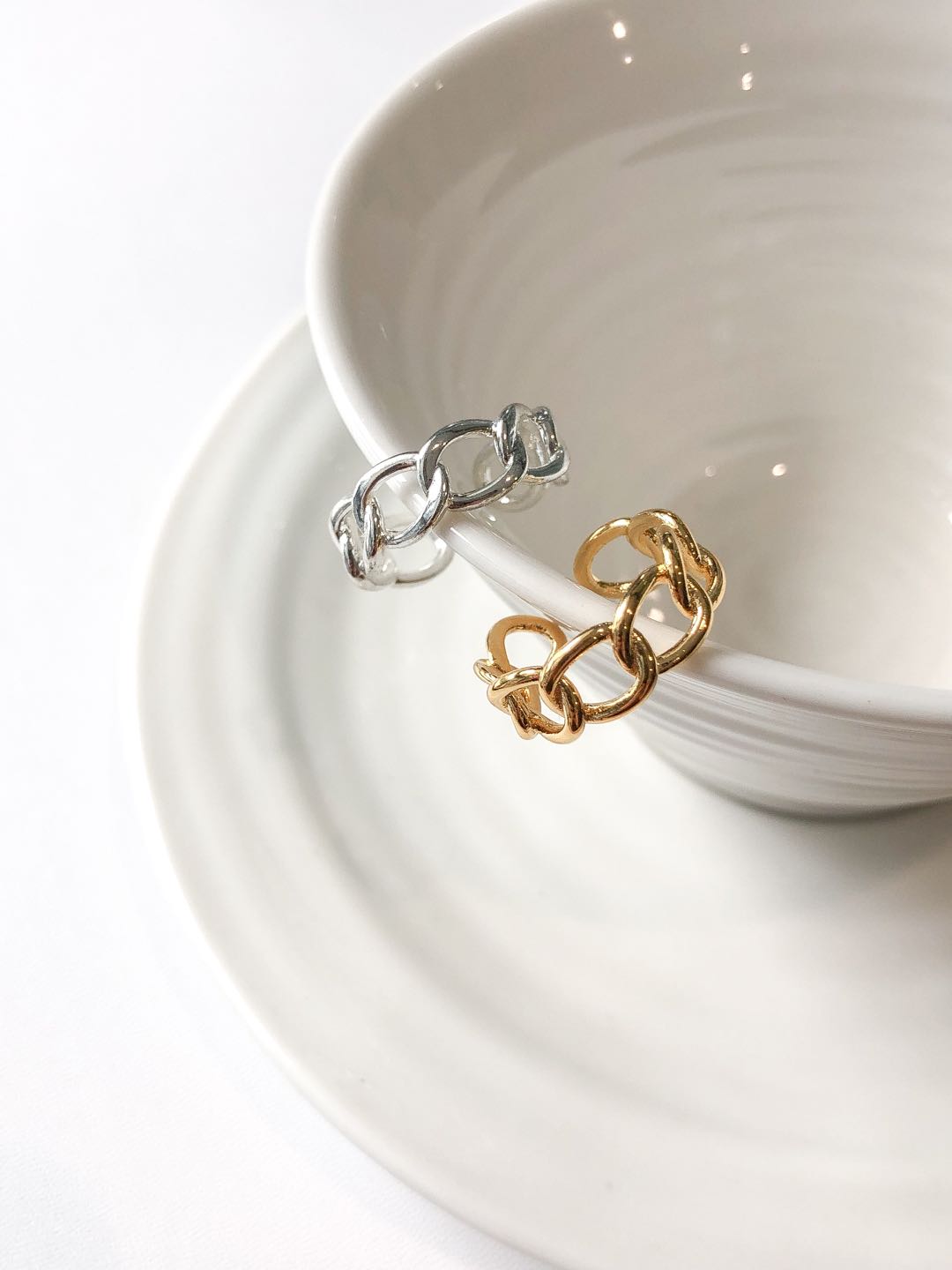 Wide Link Chain Chunky Stacking Ring