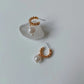 Gold Twisted Band Pearl Earring