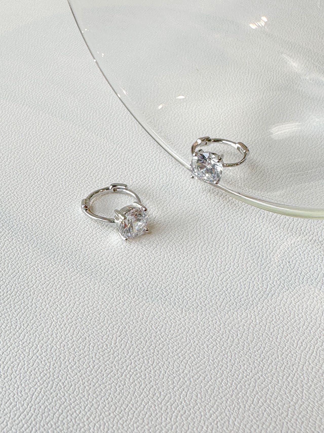 Round Cubic Zirconia Dainty Huggie Earring