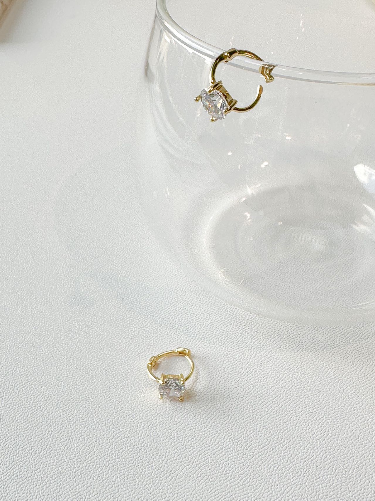 Round Cubic Zirconia Dainty Huggie Earring