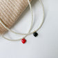 Pearl Charm Necklace | Red & Black Heart Pendant