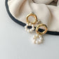 Natural Pearl Double Circle Gold Earring