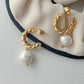 Gold Twisted Band Pearl Earring