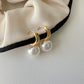 Dainty Single Large Pearl Huggie Earring