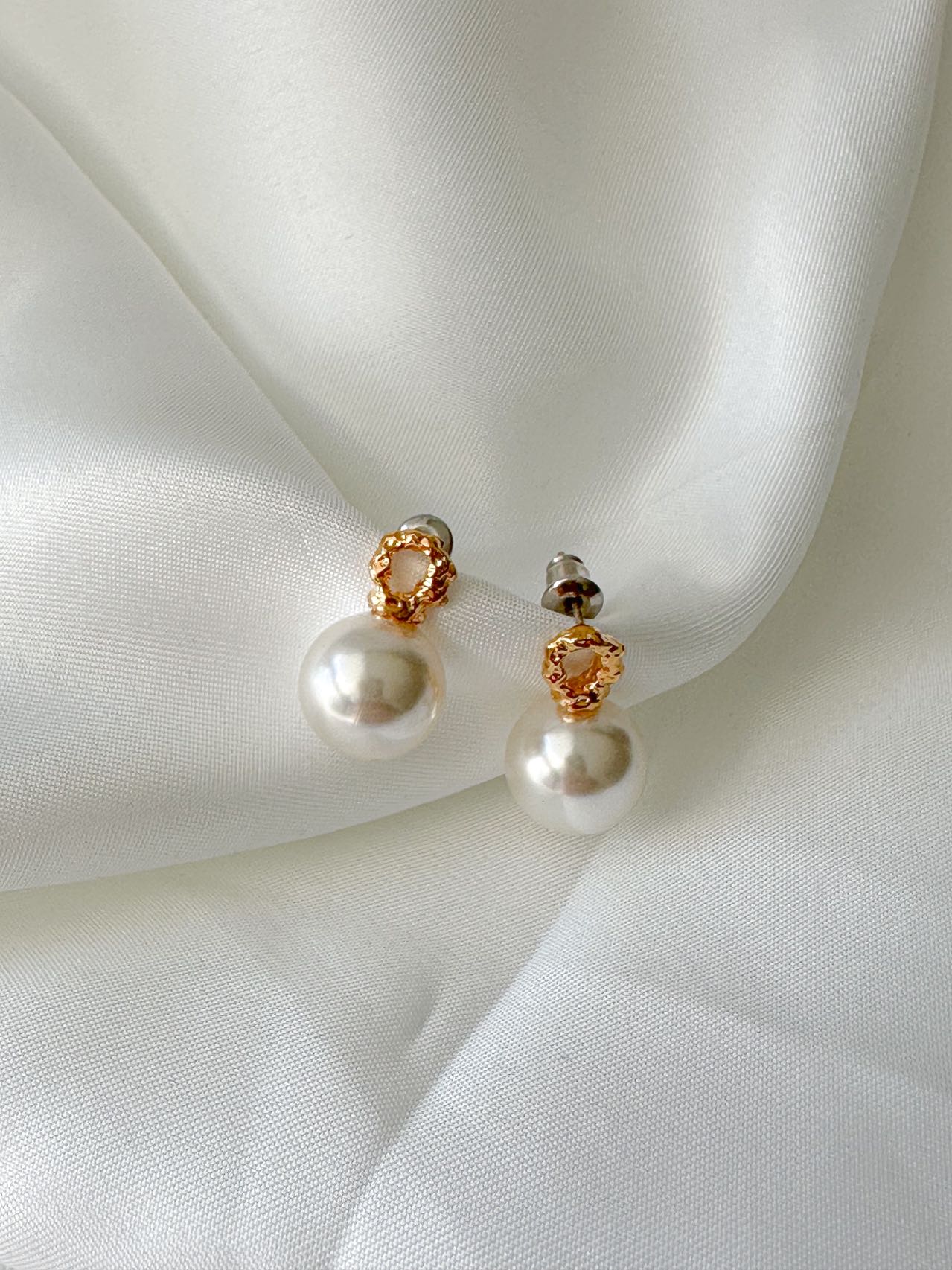 Modernist Large Pearl Stud Earring