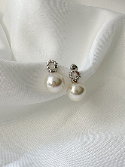 Modernist Large Pearl Stud Earring