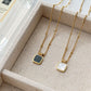 Square Enamel Gem Gold Necklace