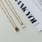 Square Enamel Gem Gold Necklace