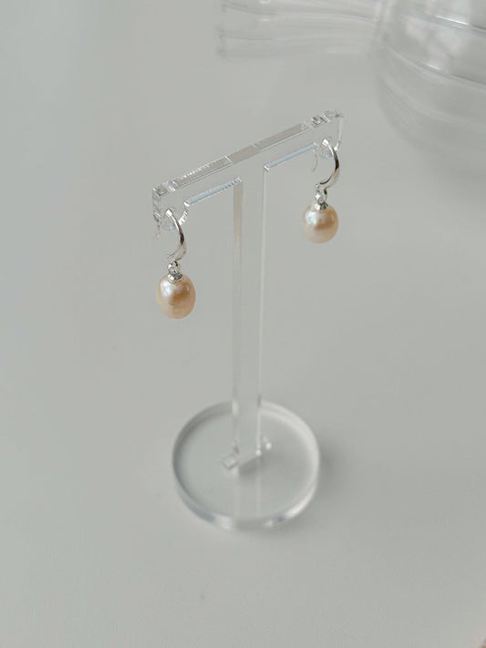 S925 Natural Pearl Silver Dangle Earring