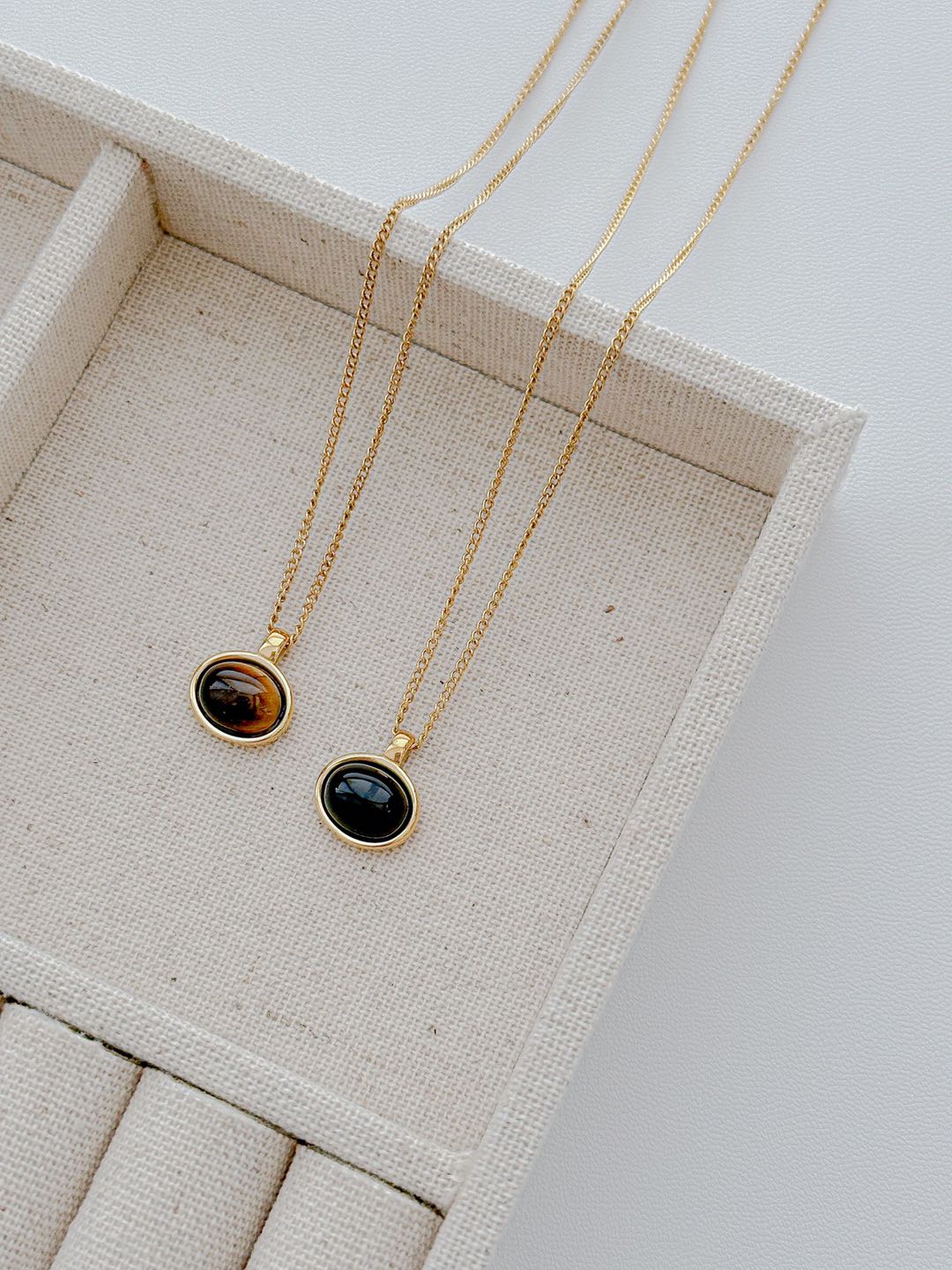 Tiger Eye Oval Pendant Necklace