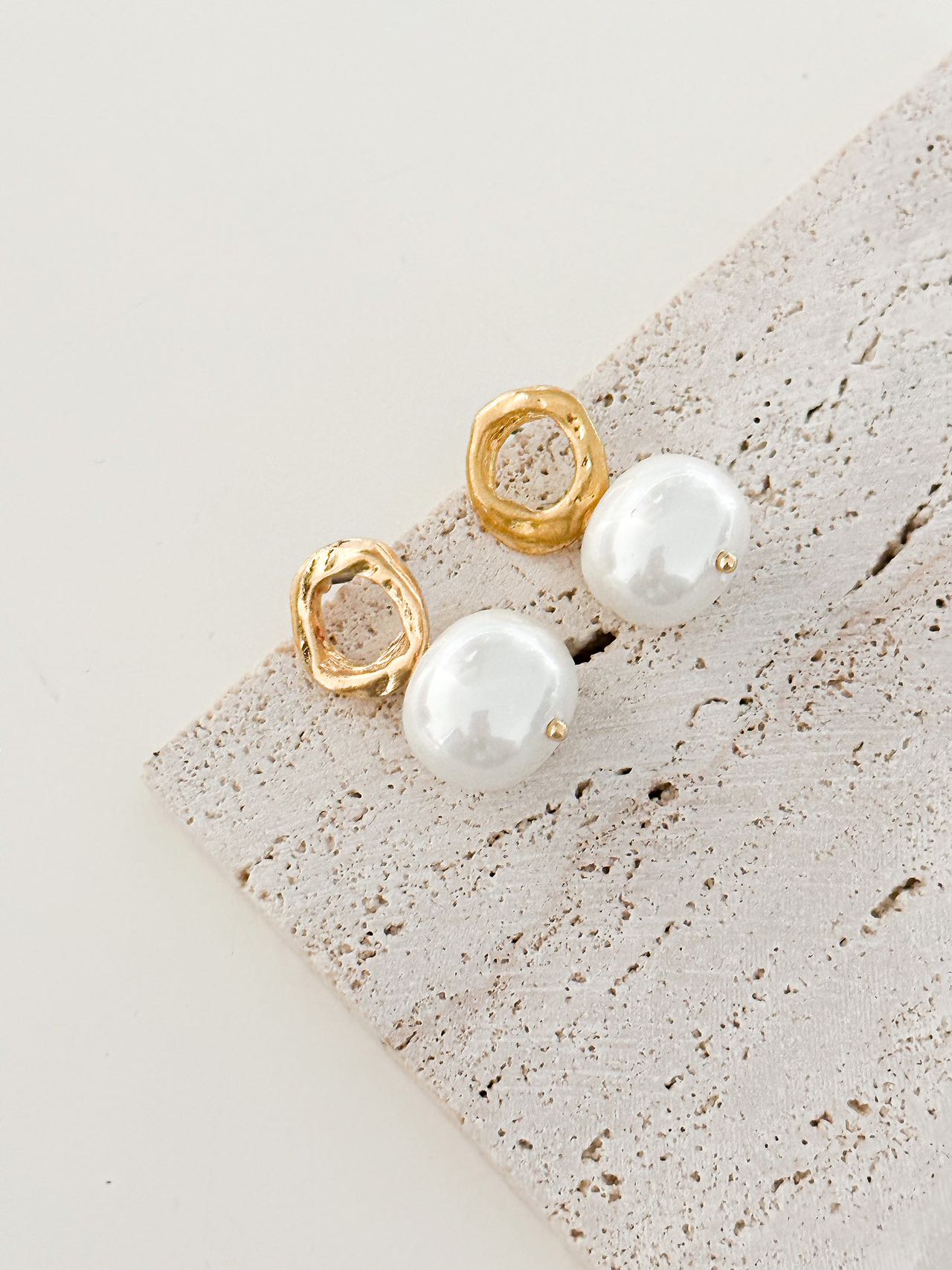 Real Pearl Round Circle Earring