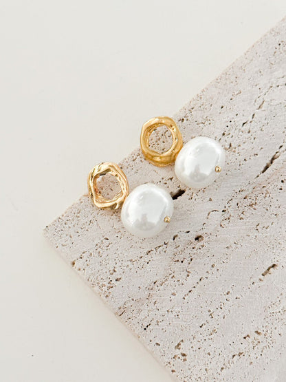 Real Pearl Round Circle Earring