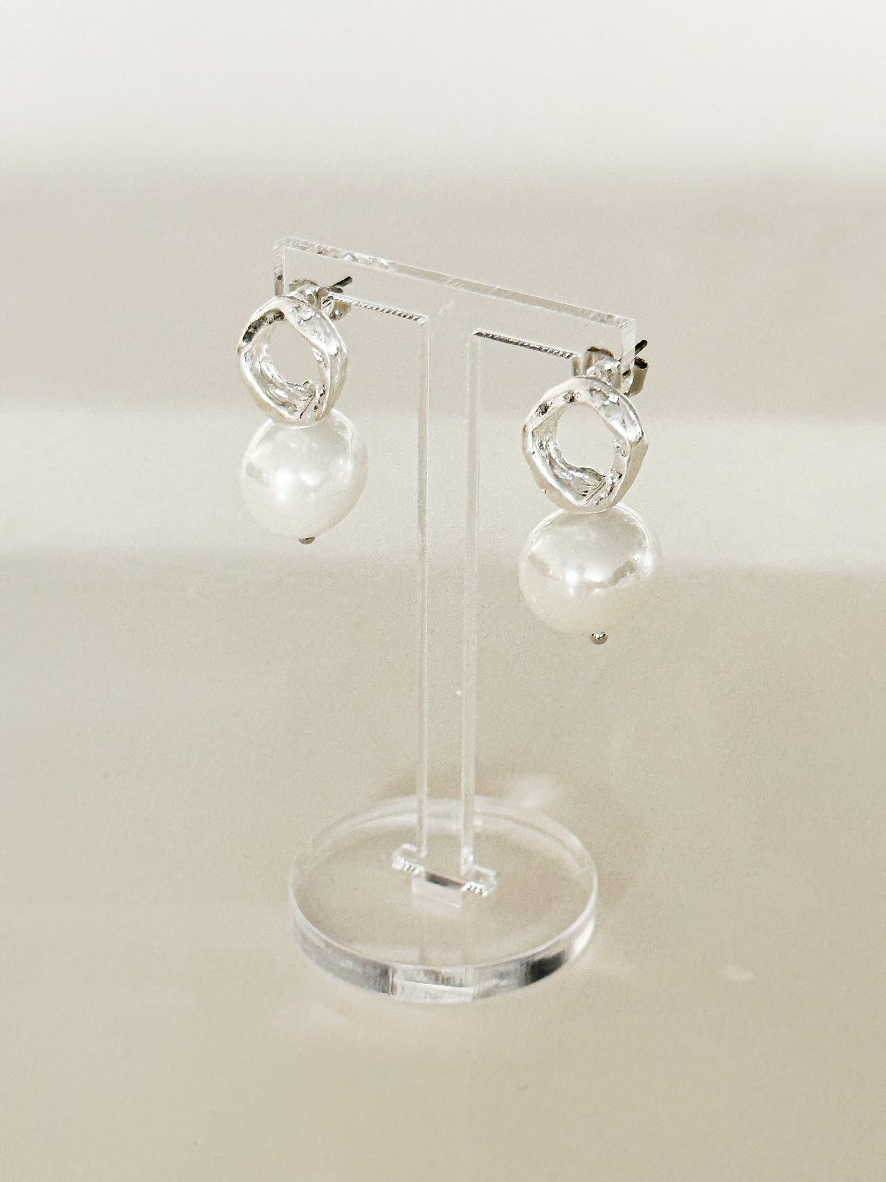 Real Pearl Round Circle Earring