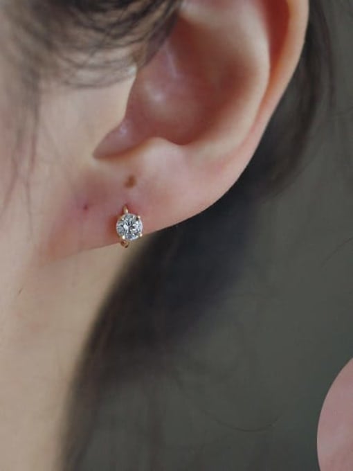 Round Cubic Zirconia Dainty Huggie Earring